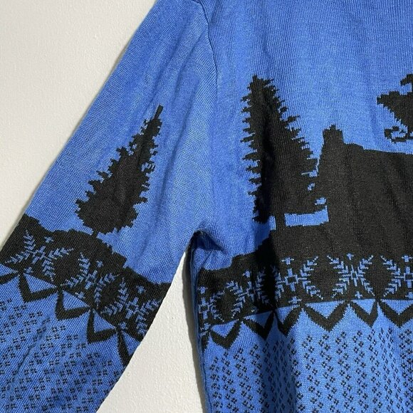 Threadbare Christmas Ugly Sweater Jumper Adult Sz M Santa Reindeer Cold Outside - Picture 10 of 12